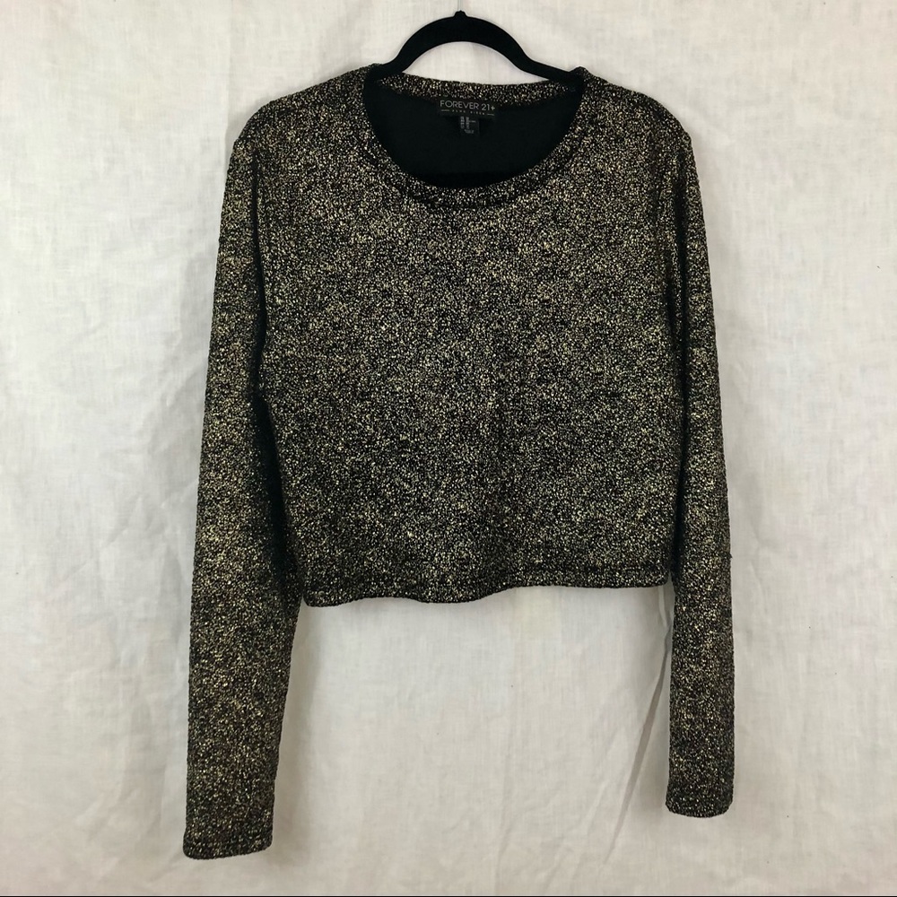 Gold Cropped Long Sleeve F21+ Top Sz 3X